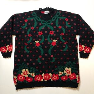 Vintage Adele Knitwear Womens Acrylic Floral Sweater XL